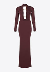 Elisabetta Franchi Knit Maxi Dress with Cut-Out Merlot AM29S57E2EA4_Merlot_29841918