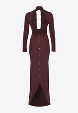 Elisabetta Franchi Knit Maxi Dress with Cut-Out Merlot AM29S57E2EA4_Merlot_29841918