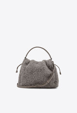 Brunello Cucinelli Small Mellow Shearling Bucket Bag Gray MBAED3610C9701_White_34275615