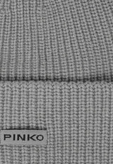 PINKO Logo Label Ribbed Beanie Gray 105993A2Z4_II2