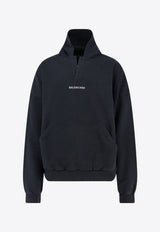 Balenciaga Logo Print Faded Hooded Sweatshirt Black 827939TTVJ21569_FADED BLACK/WHITE_30005112