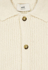 AMI PARIS Wool-Blend Knitted Cardigan Ivory HKC354KN0112185_IVOIRE_29843786