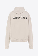 Balenciaga Logo Print Faded Hooded Sweatshirt Beige 827939TTVJ23307_OFF WHITE/BLACK_30005275