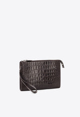 Tom Ford Croc-Embossed Leather Clutch Bag Brown H0500LCL439S1B087_Brown_29840056