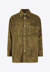 AMI PARIS Corduroy Buttoned Shirt Green USH793CO0131298_Brown_29845775