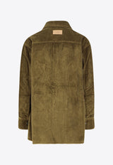 AMI PARIS Corduroy Buttoned Shirt Green USH793CO0131298_Brown_29845775