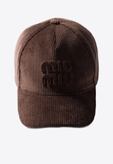 Miu Miu Logo Patch Corduroy Baseball Cap Brown 5HC1792F81_F0192