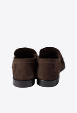 Miu Miu Print Suede Loafers Brown 5D499EF015054_F0003