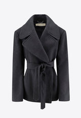Dries Van Noten Double-Breasted Belted Coat Gray 2520105352118803_Grey_29842456