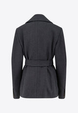 Dries Van Noten Double-Breasted Belted Coat Gray 2520105352118803_Grey_29842456