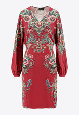 Etro Floral Print V-neck Mini Dress Multicolor WRHA042799SPD90X0865_Beige_29843921