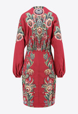 Etro Floral Print V-neck Mini Dress Multicolor WRHA042799SPD90X0865_Beige_29843921