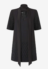 PINKO Lipogramma V-neck Mini Dress Black 105523A2POZ99_Black_29839343