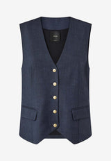 PINKO Buttoned V-neck Vest Blue 105664A2SNG07_Blue_29846767