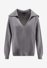 Hugo Boss V-neck Wool-Blend Sweater Gray 50547882022_Grey_30893671