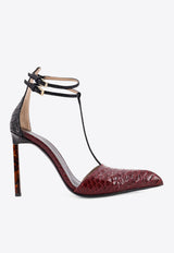 Tom Ford 105 T-strap Python Print Leather Pumps Red W3763LCL516P3RN08_RUBY RED/BLACK_30005177