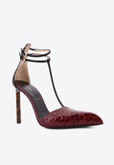 Tom Ford 105 T-strap Python Print Leather Pumps Red W3763LCL516P3RN08_RUBY RED/BLACK_30005177