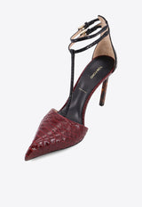 Tom Ford 105 T-strap Python Print Leather Pumps Red W3763LCL516P3RN08_RUBY RED/BLACK_30005177
