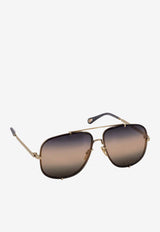 Chloé Essential Aviator Sunglasses Blue CH0348S005GOLD_Gold-blu_38331155