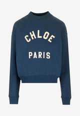 Chloé Logo Embroidered Crewneck Sweatshirt Navy CH24AJH121924C6_CLASSIC NAVY_38330913