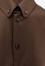 Loro Piana Thea Long-Sleeved Wool Shirt Brown FAQ1280H0QJ_TAWNY BARK_29854040