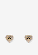 Valentino Coeur Royal Crystal-Embellished Stud Earrings Gold 7W0J0BA6VTIRG5_ORO/NERO/CRYSTAL_30005323