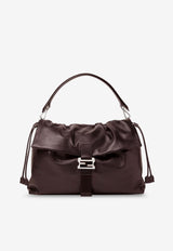 Fendi Maxi Flux Leather Shoulder Bag Brown 7VA665AV8BF0H3A_CHOCOLATE+PALLADIO_29850849