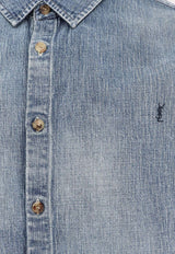 Saint Laurent Cassandre Denim Shirt Blue 823437Y14MJ4248_Day Blue_29849466