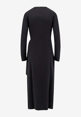 Hugo Boss Knotted Midi Dress Black 50547821001_Black_30893639