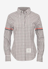 Thom Browne Gingham Check Long-Sleeved Shirt Gray FLL203OF0998_035