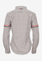 Thom Browne Gingham Check Long-Sleeved Shirt Gray FLL203OF0998_035
