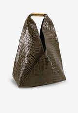 MM6 Maison Margiela Medium Japanese Shoulder Bag in Croc-Embossed Faux Leather Green SB6WD0043P8650T7415_Olive Drab_30005330