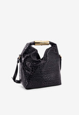 MM6 Maison Margiela Japanese Shoulder Bag in Croc-Embossed Leather Black SB6WD0042P8650T8013_Black_30005171