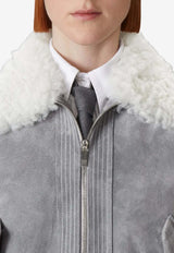 Thom Browne Flight Shearling and Suede Jacket Gray FBC910YL0140_035