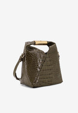 MM6 Maison Margiela Japanese Croc-Embossed Leather Top Handle Bag Olive SB6WD0042P8650T7415_Olive Drab_30005318