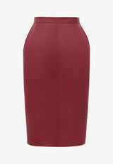 Saint Laurent Cassandre Leather Pencil Skirt Red 846801YCTN26262_ROUGE TOMETTE_30005256
