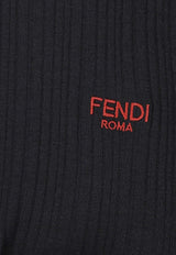 Fendi V-neck Peplum Knit Top Black FS9741AVFEF0GME_Black_35307724