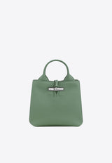 Longchamp Small Le Roseau Leather Top Handle Bag Green 10273HFP/R_LONG-M16