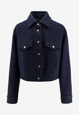 PINKO Tweed Cropped Jacket Blue 105819A2VJG82_Blue_29843172
