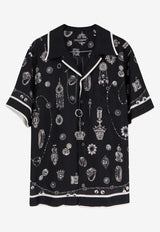 Dolce & Gabbana Medal Print Hawaii Silk Twill Bowling Shirt Black G5JH9THI1ZRHN5QP_MEDAGLIETTE FDO NERO_29840830