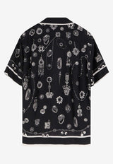 Dolce & Gabbana Medal Print Hawaii Silk Twill Bowling Shirt Black G5JH9THI1ZRHN5QP_MEDAGLIETTE FDO NERO_29840830