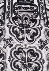 Dolce & Gabbana Majolica Print Silk Shirt Monochrome G5MM4THI1Y5IU3TN_MAIOLICA 3 NERO_29840691