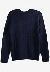 Ralph Lauren Julianna Cable Knit Logo Sweater Navy 211971865003