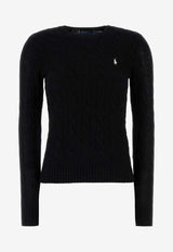 Ralph Lauren Julianna Cable Knit Logo Sweater Black 211971865005