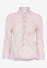 MM6 Maison Margiela Ruffled Stripe Shirt Pink S29DL0218MTN124_961
