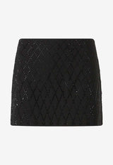 PINKO All-Over Crystals Memory Mini Skirt Black 105496A2POZ99_Black_29847744