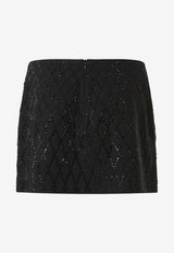 PINKO All-Over Crystals Memory Mini Skirt Black 105496A2POZ99_Black_29847744