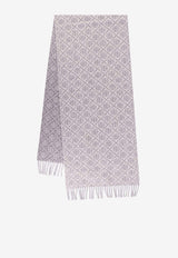 Tory Burch T Monogram Oblong Wool-Blend Scarf Gray 164571020_Gray_40005165