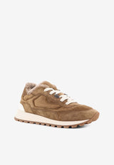 Brunello Cucinelli Monili Suede Sneakers Brown MZSFG3092C7495_Sesamo_29842975