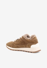 Brunello Cucinelli Monili Suede Sneakers Brown MZSFG3092C7495_Sesamo_29842975